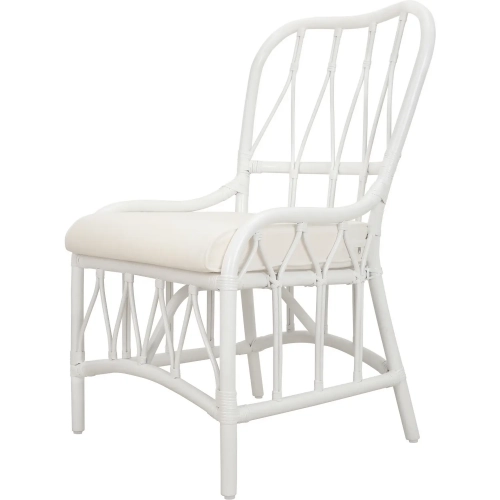 Ayanna Rattan Dining Chair in White Rattan & Neutral Fabric (Set of 2)